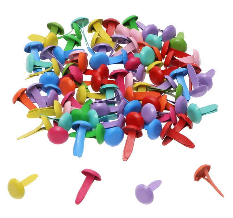 Penta Angel Mini Brads 100Pcs Assorted Colors Paper Fasteners Round Brass Metal Pastel Brads for Scrapbooking Crafts DIY Projects, 8x14mm - Image 1